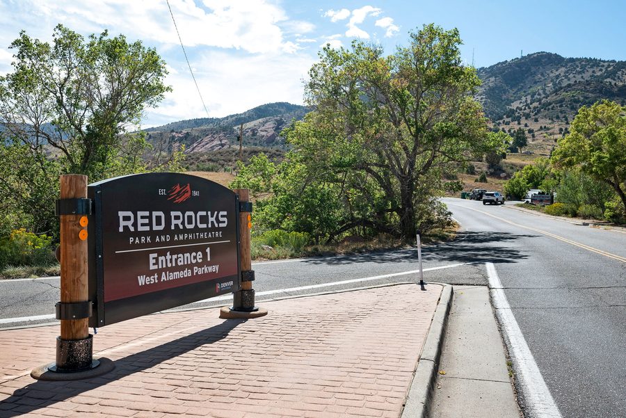 Red Rocks Park and Amphitheatre Entrance 1 sign on West Alameda Parkway